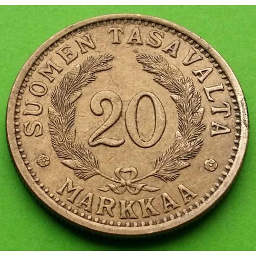 Редкий номинал - Финляндия 20 марок 1939 г. (тип монеты 1931-1939 гг.) - большая и красивая монета