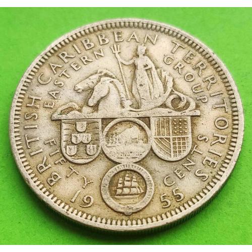 Редкий номинал - Восточно Карибские территории 50 центов 1955 г.