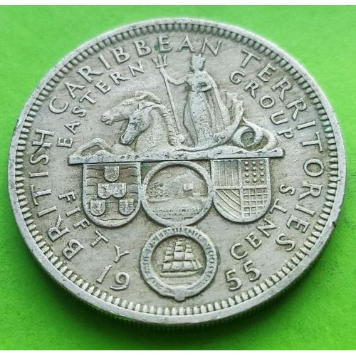 Редкий номинал - Восточно Карибские территории 50 центов 1955 г.