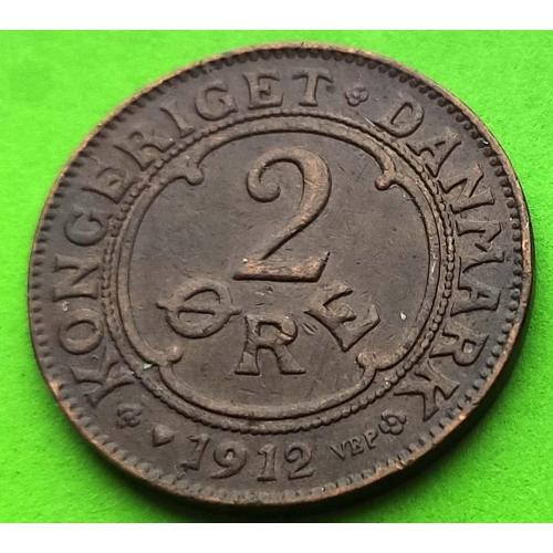 Редкий тип монеты - Дания 2 эре 1912 г.