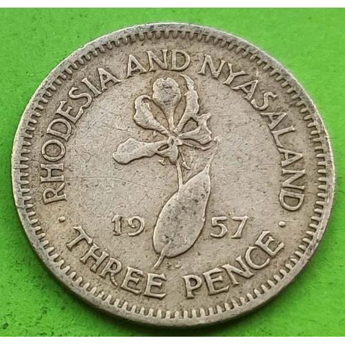 Родезия и Ньясаленд 3 пенса 1957 г.