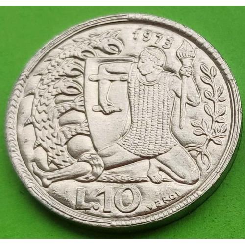 Сан-Марино 10 лир 1973 г. - нечастый номинал