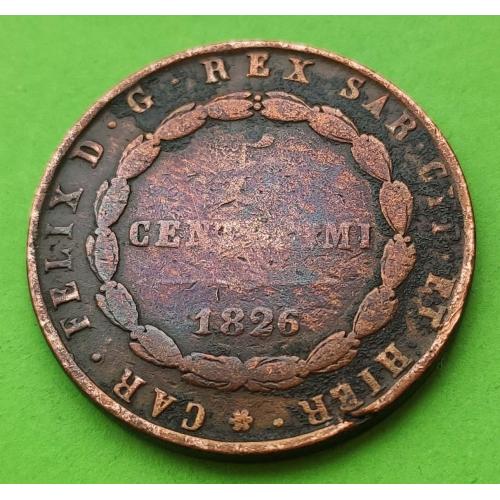 Сардиния (Италия) 5 чентезимо 1826 г.