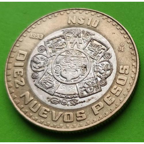 Сердцевина - серебро 0.9250 пробы, вес 0,125 унции - Мексика 10 новых песо 1993 г.