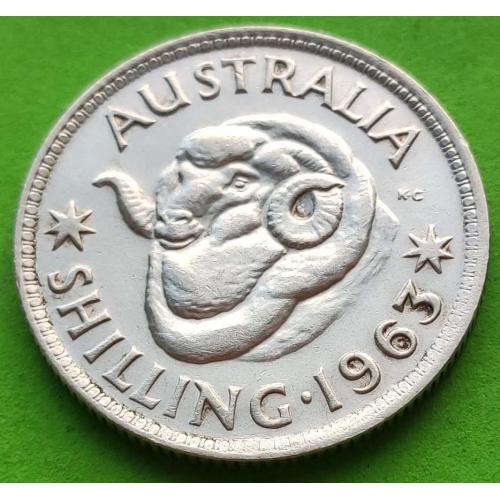 Серебро - Австралия шиллинг 1963 г. (Елизавета II) - хорошее состояние