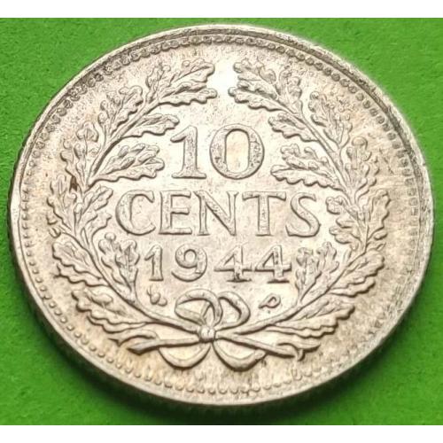 Серебро - Нидерланды 10 центов 1944 г. - отличное состояние