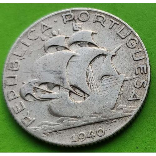 Серебро - Португалия 2,50 эскудо 1940 г. - очень приличное состояние (корабль)