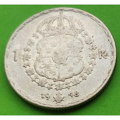 Серебро - Швеция 1 крона 1948 г.