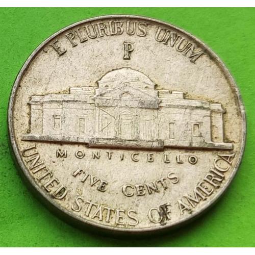 Серебро - США 5 центов 1945 г. - не тертая