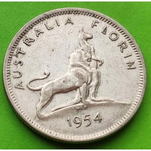 Серебро - юб. Австралия флорин 1954 г. (Елизавета II) - королевский визит