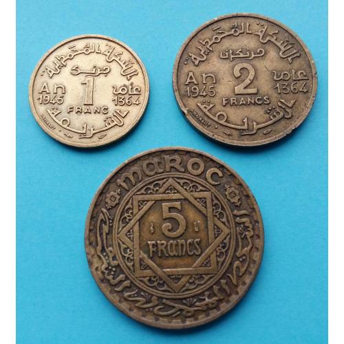 Три монеты Марокко 1945-1946 гг.