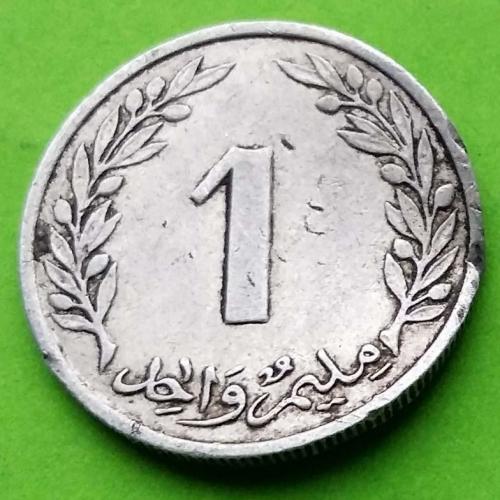 Тунис 1 миллим 1960 г. (гнутый)