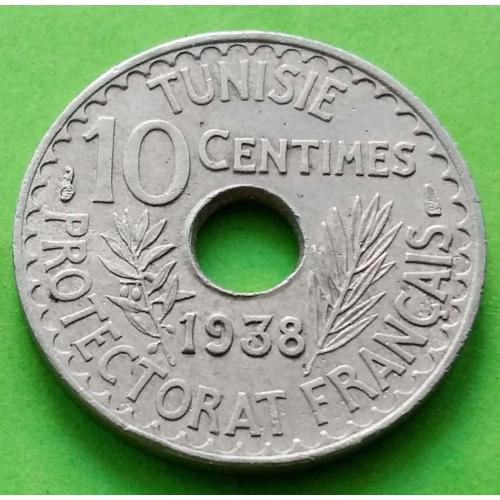 Тунис 10 сантимов 1938 г. (Ахмат Паша Бей) - пореже