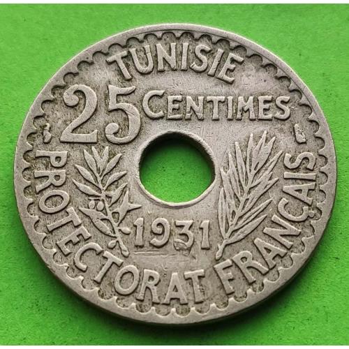 Тунис 25 сантимов 1931 г. - редкий правитель
