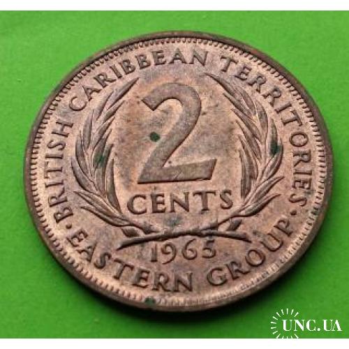 UNC - Брит. Вост. Карибы (Восточно-Карибские территории) 2 цента 1965 г.
