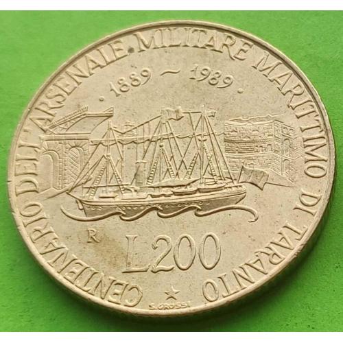 UNC - Италия 200 лир 1989 г. (корабль)