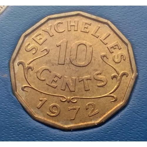 UNC - из годового набора - Сейшельские острова (Сейшелы) 10 центов 1972 г. (Елизавета II)