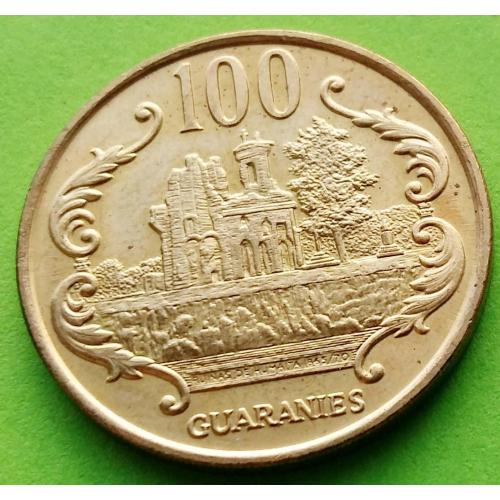 UNC - Парагвай 100 гуарани 1993 г. (желтый металл) 