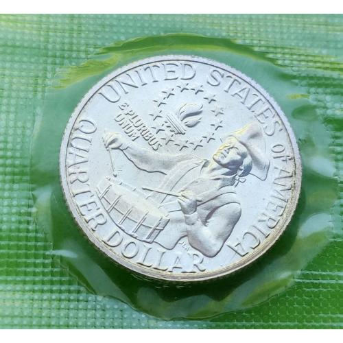 UNC - серебро - юб. США 25 центов (квотер) 1776-1976 гг. в банковской упаковке