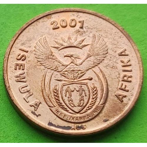 UNC - ЮАР 1 цент 2001 г. (каждый год новая надпись) - редкий год