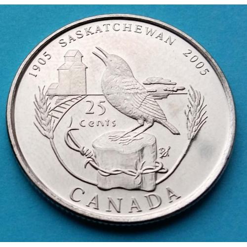 UNC - юб. Канада 25 центов 2005 г. (Саскачевань)