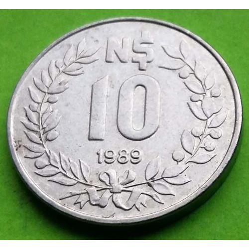 Уругвай 10 песо (новых песо) 1989 г.