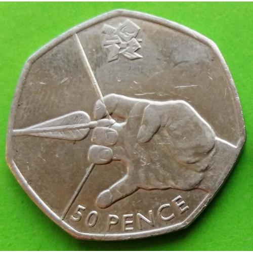 Великобритания 50 пенсов 2011 г. (спорт, Олимпиада - стрельба из лука)