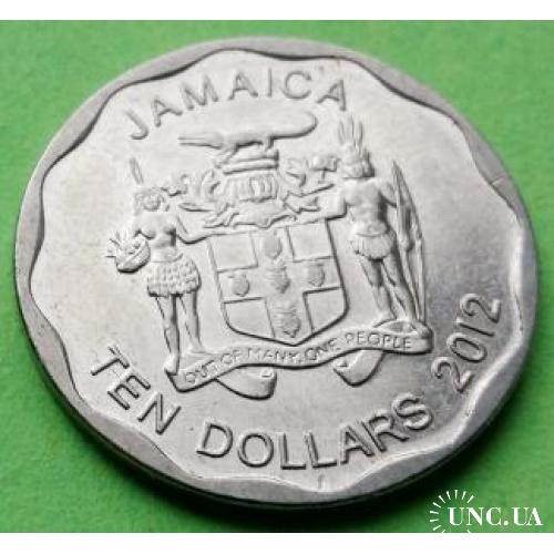 Ямайка 10 долларов 2012 г. (круглая)