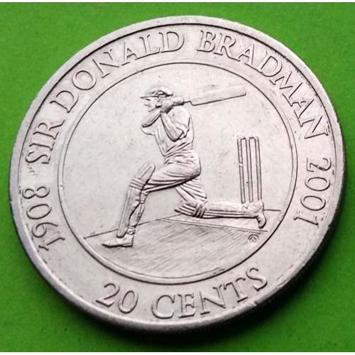 Юб. Австралия 20 центов 2001 г. (спорт, бейсбол) 