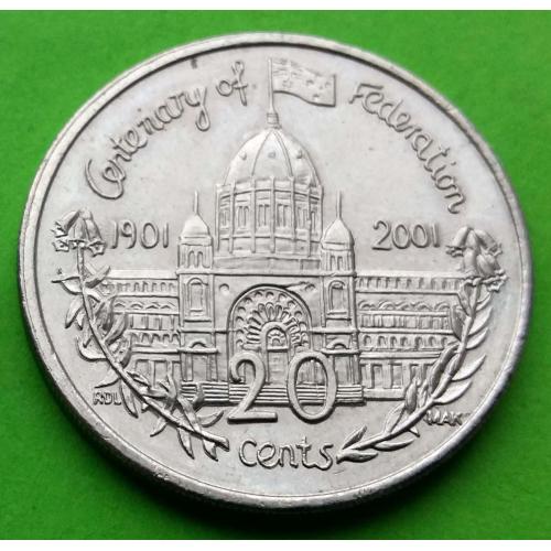 Юб. Австралия 20 центов 2001 г. (столетие Федерации) - домик (из обращения)