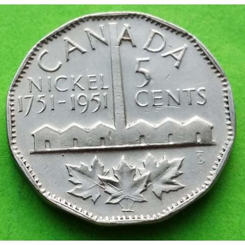 Юб. Канада 5 центов 1951 г. (200-летие никеля) - Георг VI