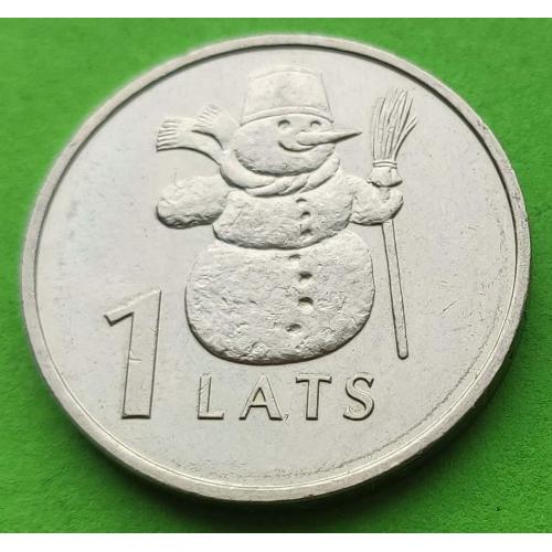 Юб. Латвия 1 лат 2007 г. (снеговик)