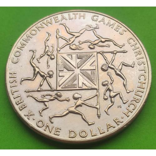 Юб. Новая Зеландия 1 доллар 1974 г. (спорт, X Британские Игры Содружества)