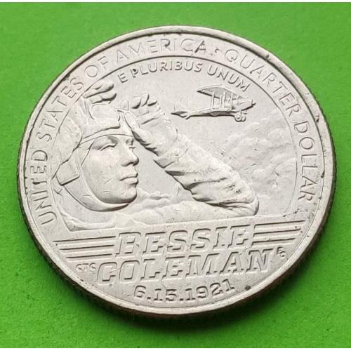 Юб. США 25 центов (квотер) 2023 г. (Американские женщины - Бесси Колман) - самолет