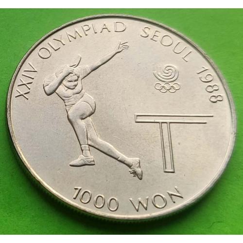 Юб. Южная Корея 1000 вон 1988 г. (спорт, настольный теннис)