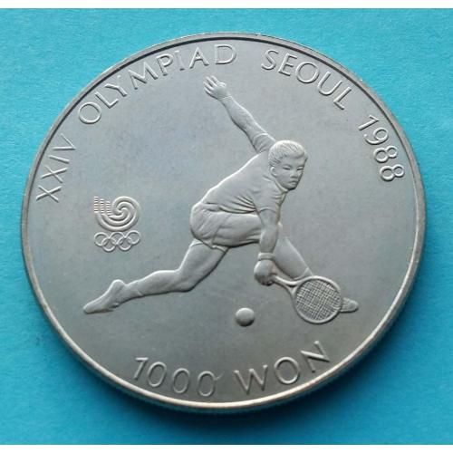 Южная Корея 1000 вон 1987 г. (Олимпиада, спорт, теннис)