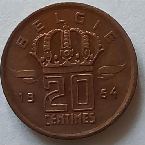 Бельгія 20 сантимів 1954
