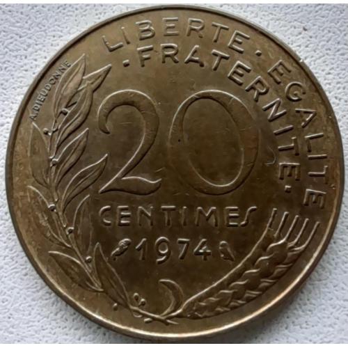 Франція 20 сантимів 1974