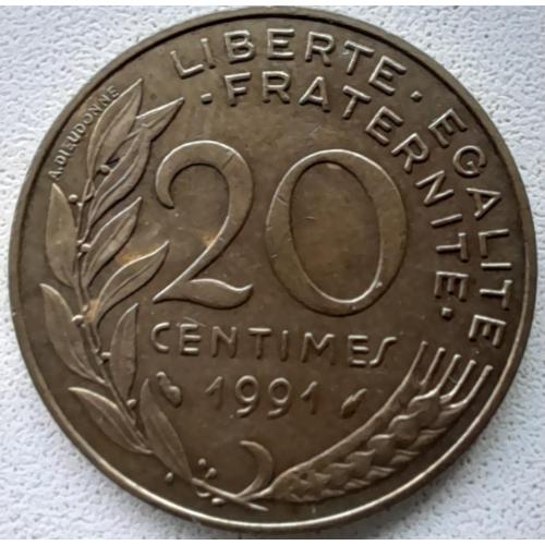 Франція 20 сантимів 1991