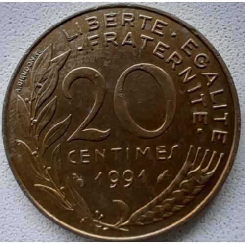 Франція 20 сантимів 1991