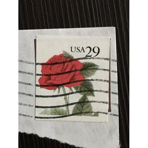 Марка США. Красная роза. 29 центов.
