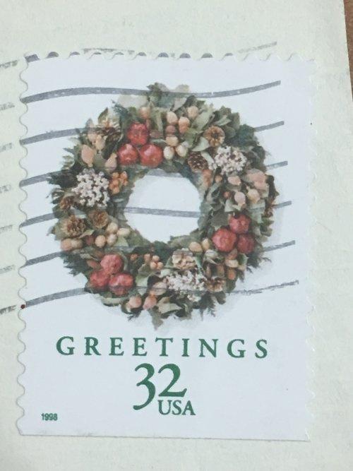 Марки США из одной серии. Рождественский венок. 32 цента. 1998 год. На бумаге.