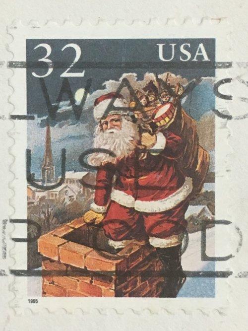 Марка США. Рождество. Санта Клаус. 32 цента. 1995 год. На бумаге.