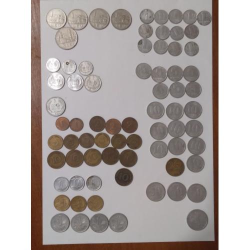 Монеты разные - 74 шт - пфенинг, марка, форинт, лея 