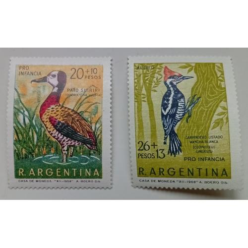 Аргентина 1969 Птицы, дятел, утка, MNH 