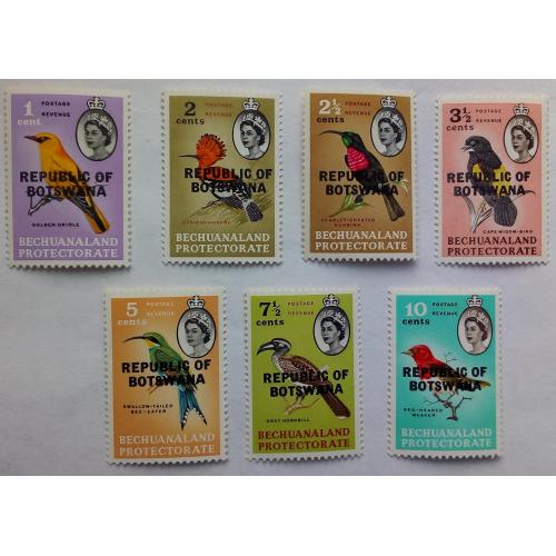 Ботсвана 1966 Птицы, надпечатки, MLH (КЦ=7 евро)