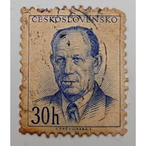 Чехословакия 1953 Антонин Запотоцкий, 30h, гашеная