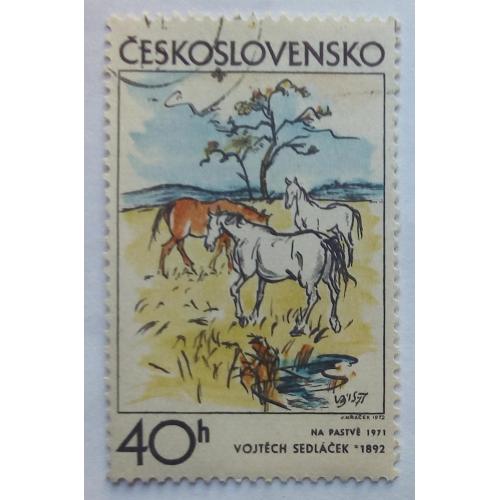 Чехословакия 1972 Графическая живопись, лошади, гашеная 