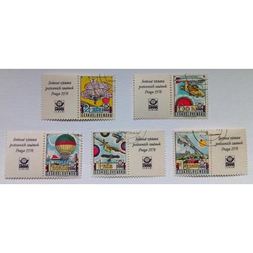 Чехословакия 1977 Авиапочта, Прага 1978, гашеные с купонами