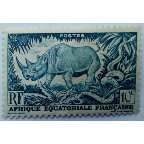 Французские колонии, Экваториальная Африка 1947 Носорог, MLH